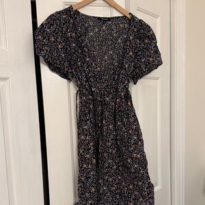 Madewell Black Floral Wrap Dress